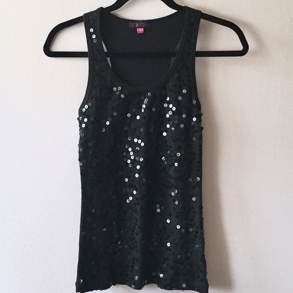 GLO Tops - GLO Sequin Black tank top. Large